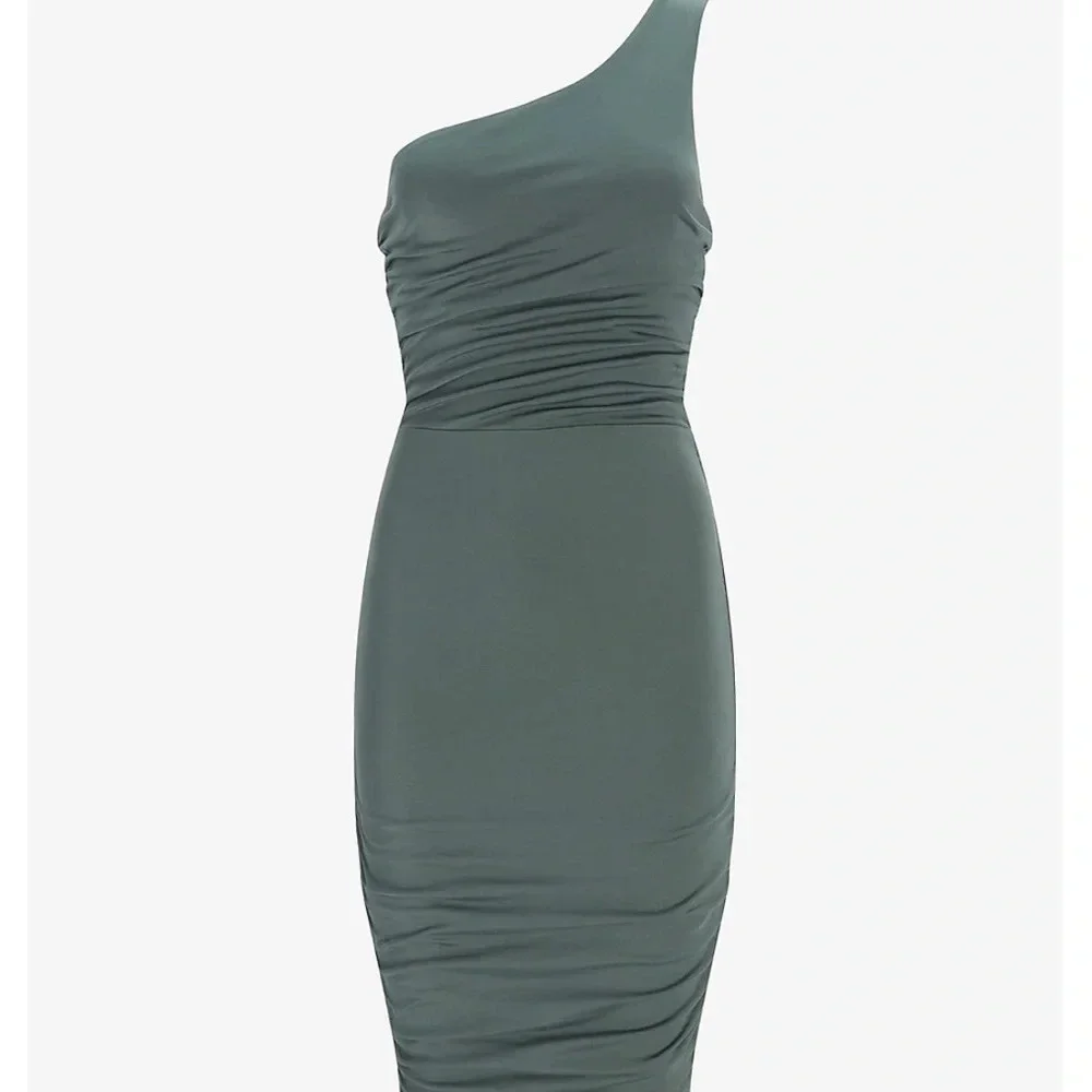 COPY - Body Contour One Shoulder Ruched Mini Dress - Picture 2 of 2